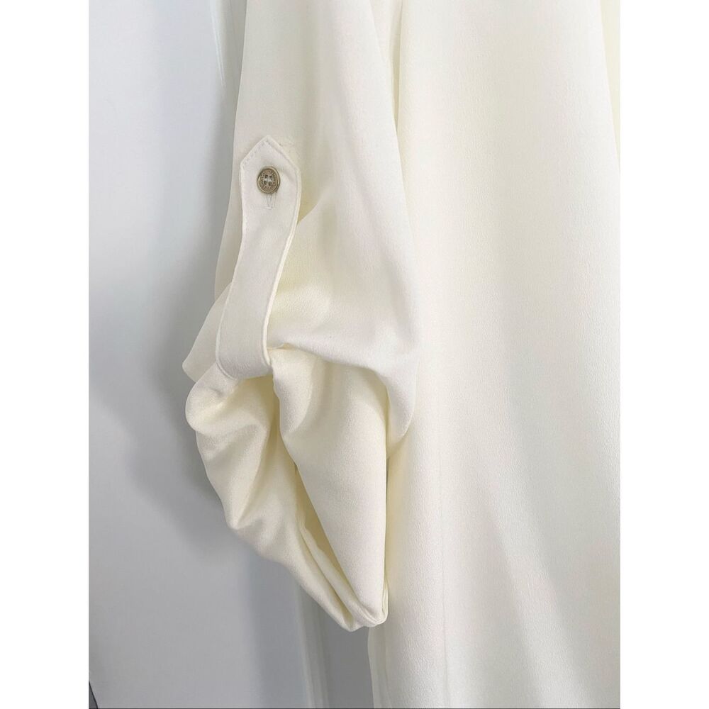 Calvin Klein Surplice Wrap 3/4 Sleeve Ivory Blouse Sz XL NWT - Picture 4 of 5